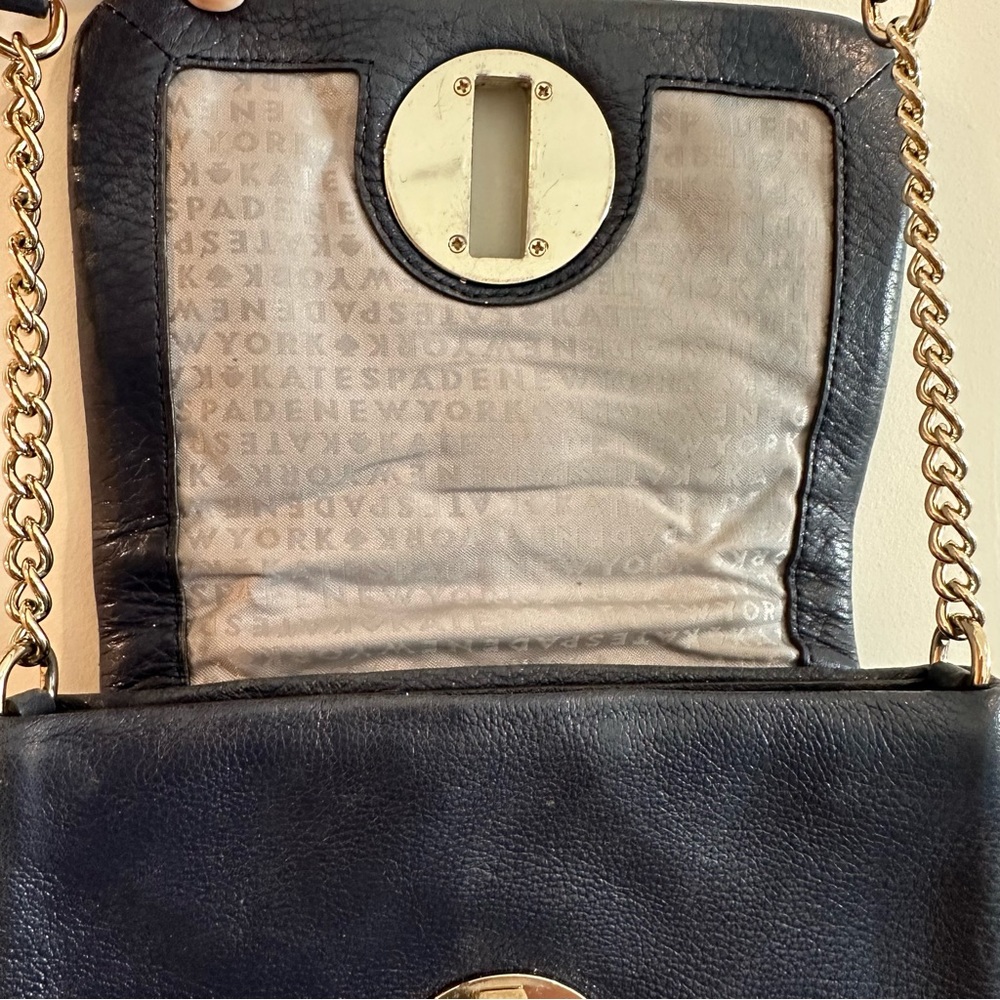 Kate Spade Astor Court Naomi Leather Crossbody Bag WKRU2291 Navy Blue and Gold - Picture 12 of 12
